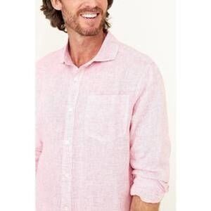 HIHO men's lightweight linen shirt in pale pink Size‎ Large